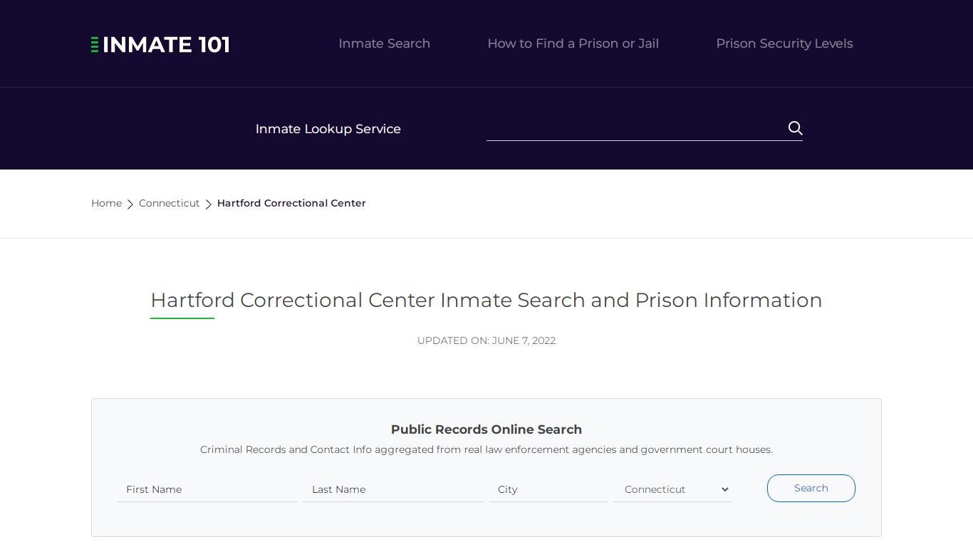 Hartford Correctional Center Inmate Search, Visitation ...